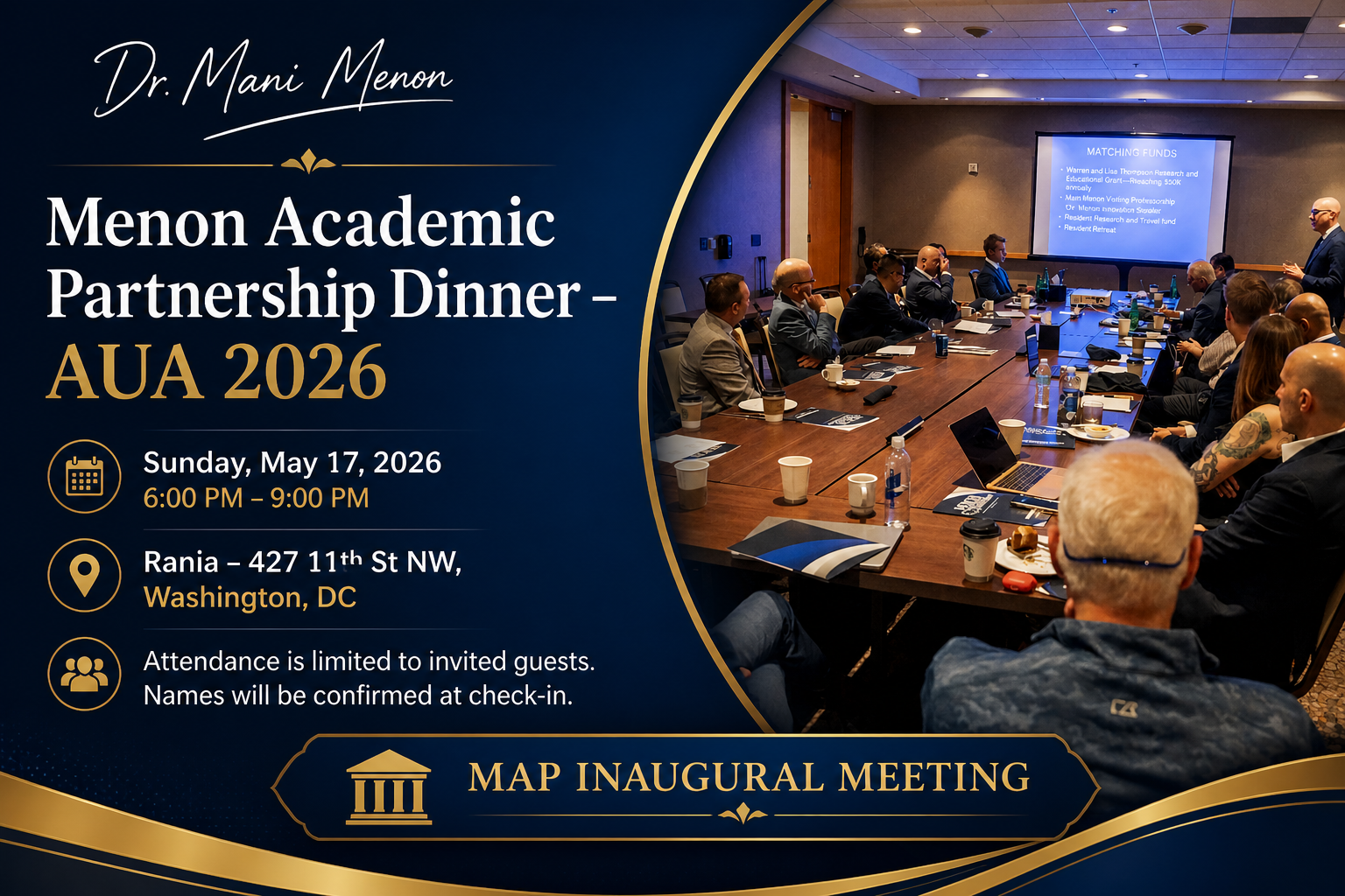 menon academic partnership dinner – aua 2026 menon academic partnership dinner – aua 2026
